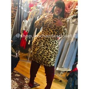 Leopard print midi dress